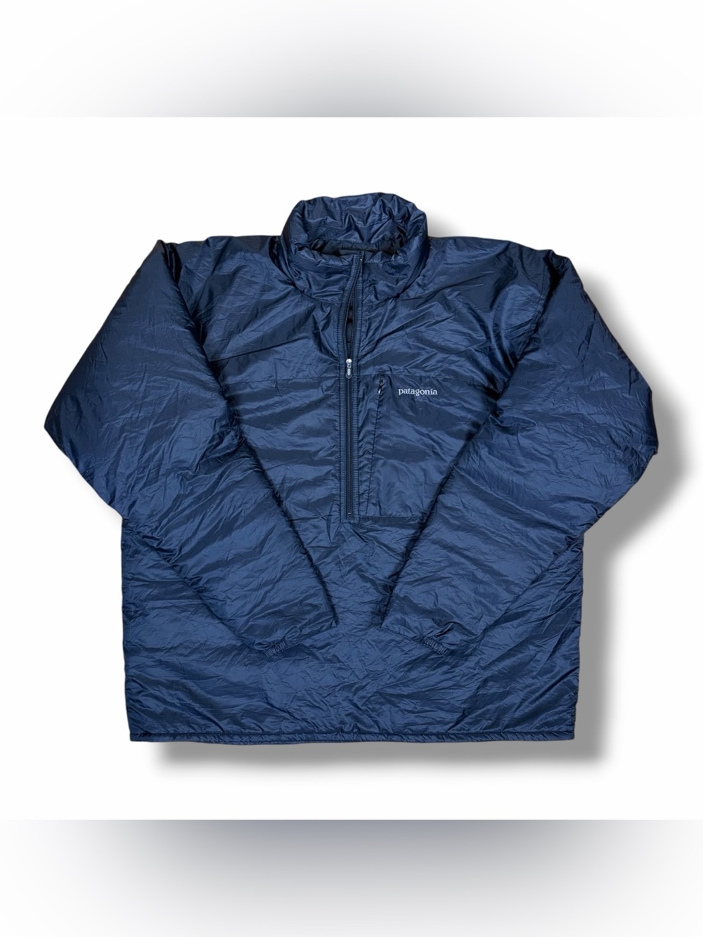 Patagonia Micro Puff Black Quarter Zip Pullover Jacket Puffer Retro Grunge Sz L